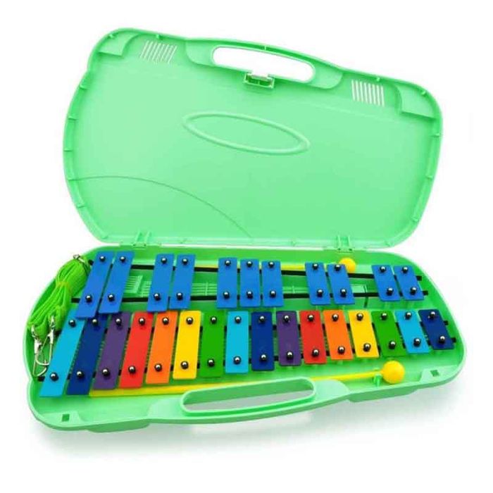 Hromatiskais metalofons ar krāsainiem taustiņiem Angel AG-27N ar koferi un vālītēm