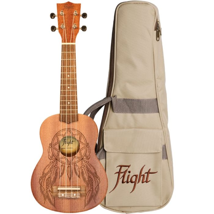 Soprāna ukulele dabīga koka Flight NUS-350-DC ar somu