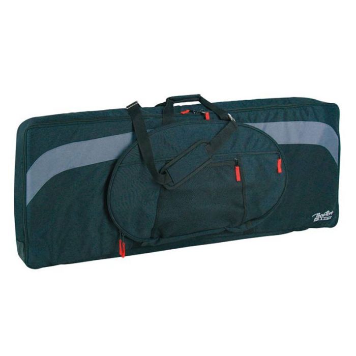 taustiņinstrumentu - sintezatora soma melnā krāsā ar plecu siksnām un kabatām