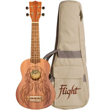 Soprāna ukulele dabīga koka Flight NUS-350-DC ar somu